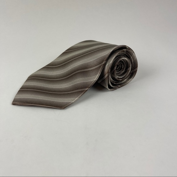 Bordeaux Mens Tie Gold Striped - Picture 2 of 2